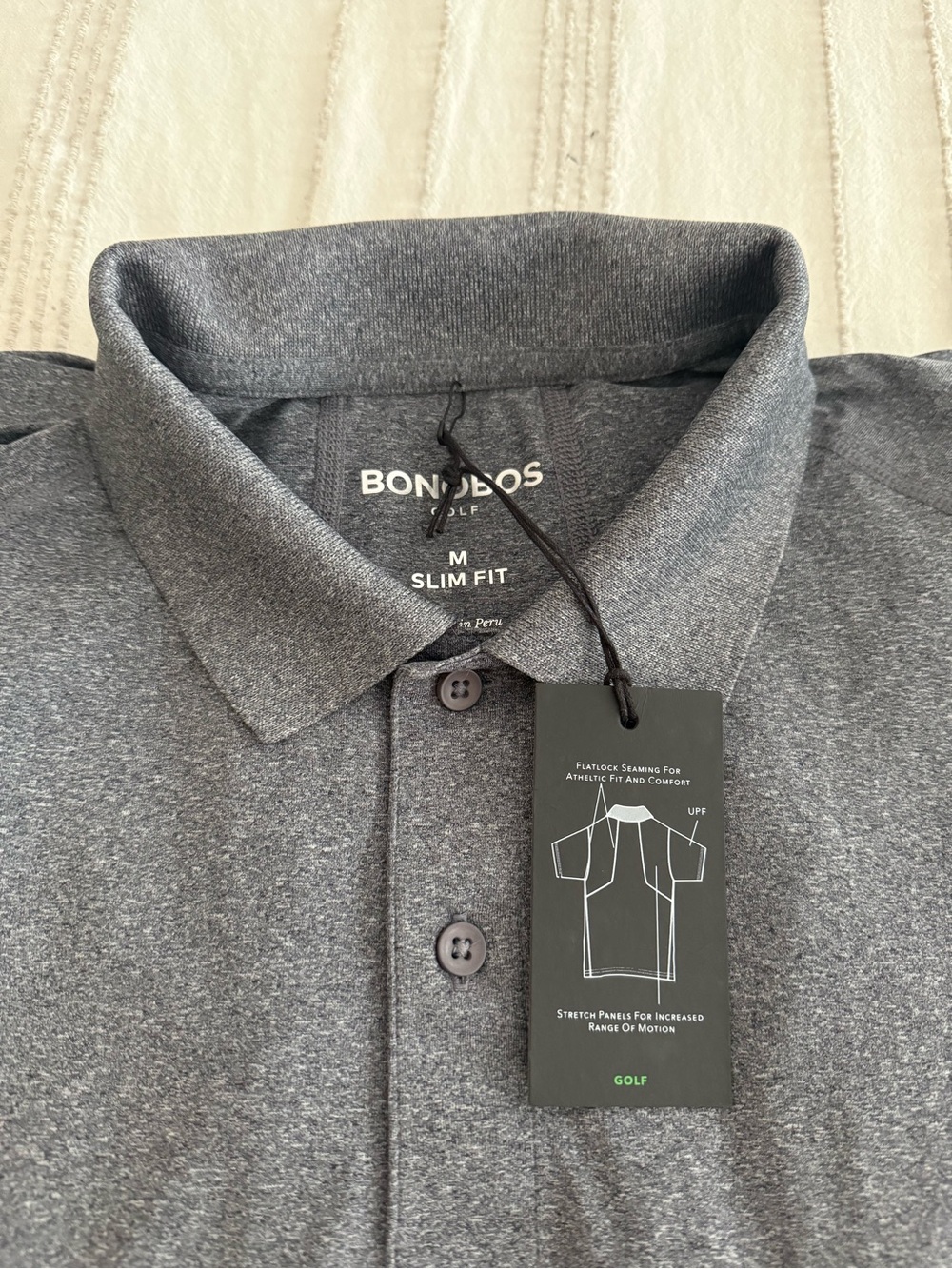 Bonobos Slim Fit Heathered Charcoal Gray Golf Polo